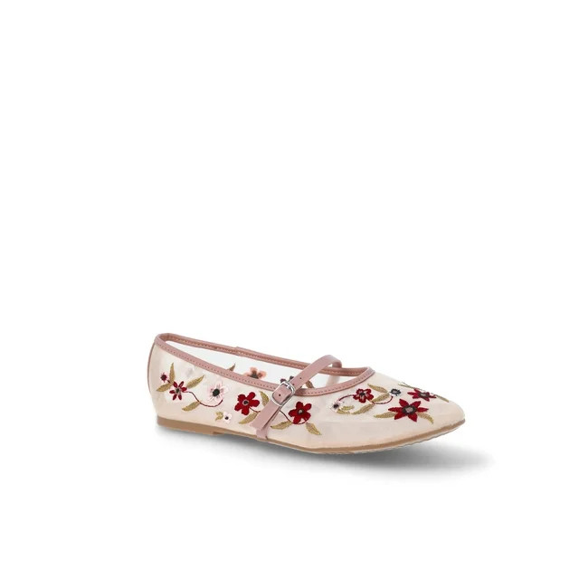 Time and Tru Women's Floral Mesh Mary Janes | Walmart (US)