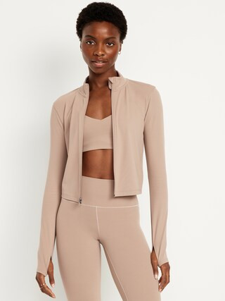 StudioSmooth Full-Zip Cropped Jacket | Old Navy (US)
