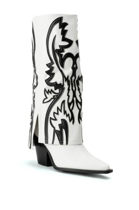 SIMPLY-WHITEBLACK WESTERN BOOT | Azalea Wang