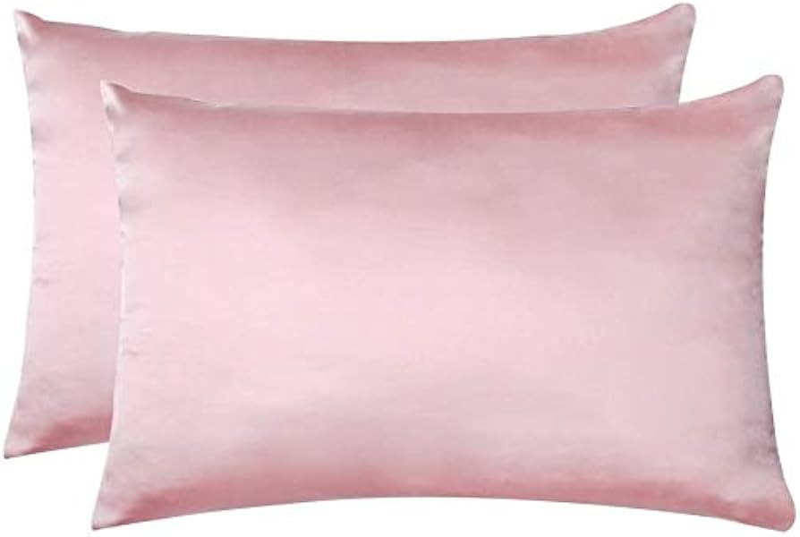 Jocoku 100% Mulberry Silk Pillowcases Set of 2 for Hair and Skin and Super Soft and Breathable Standard Size Nature Silk Pillowcases (Standard, Pink) | Amazon (US)