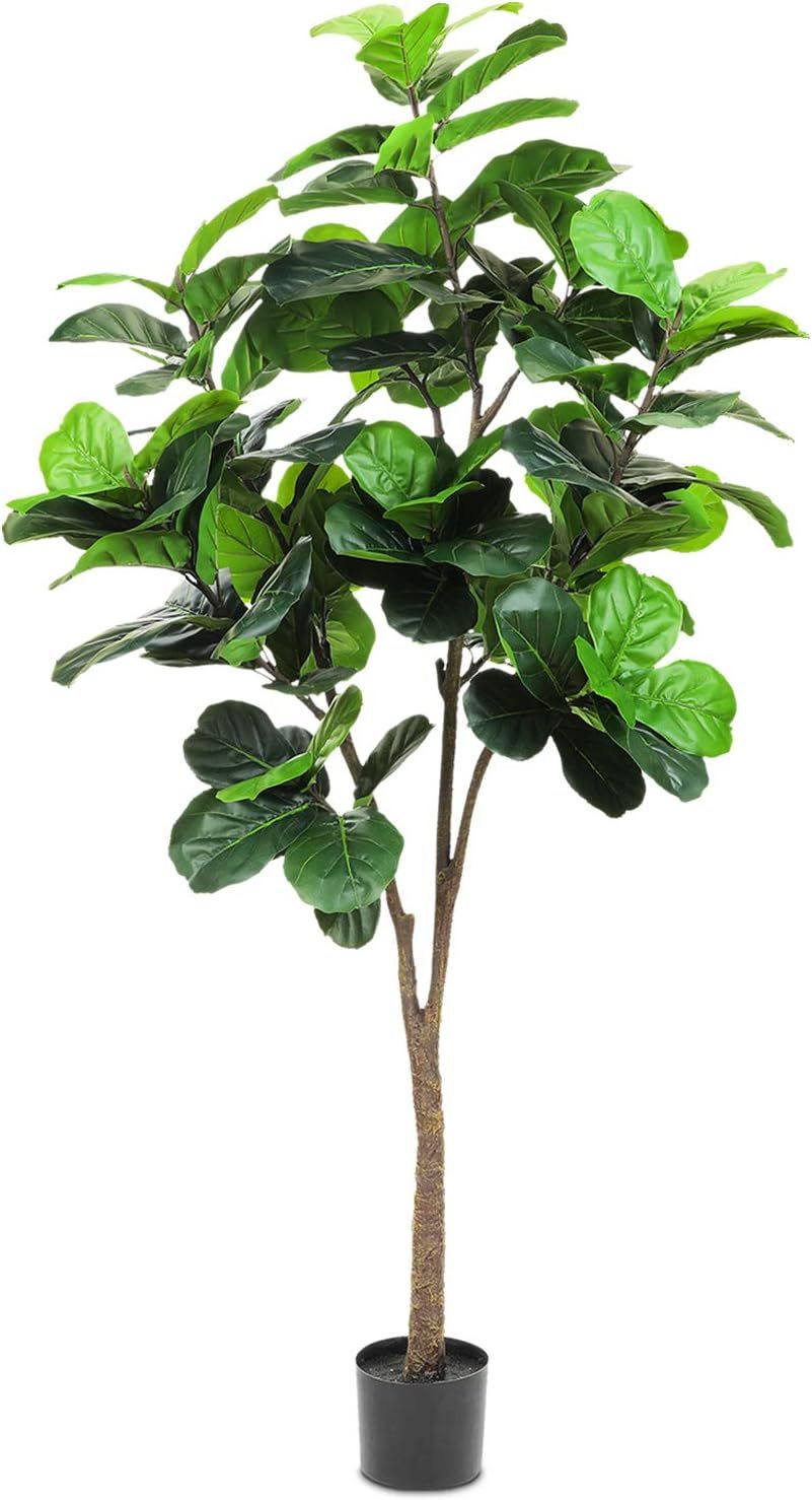 Realead 6ft Artificial Fiddle Leaf Fig Tree in Plastic Nursery Pot, Faux Ficus Tropical Plants Fake  | Amazon (CA)