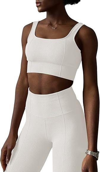 JN JANPRINT Gym Set 2 Piece Outfits Seamless Workout Outfits Yoga Sport Tops High Waist Leggings Tro | Amazon (UK)