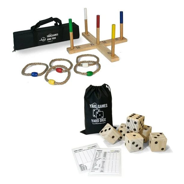 YardGames Outdoor Wooden Ring Toss Game Bundle w/ Giant Wooden Dice Set - Walmart.com | Walmart (US)