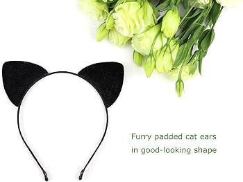 Bonnie Z. Leonardo Black Cat Ears Headband Furry Padded Catwomen Headbands Cat Black-F | Amazon (US)