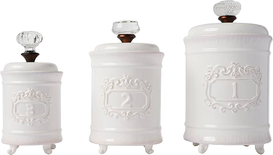 Mud Pie Kitchen Canister (Set of 3), White | Amazon (US)