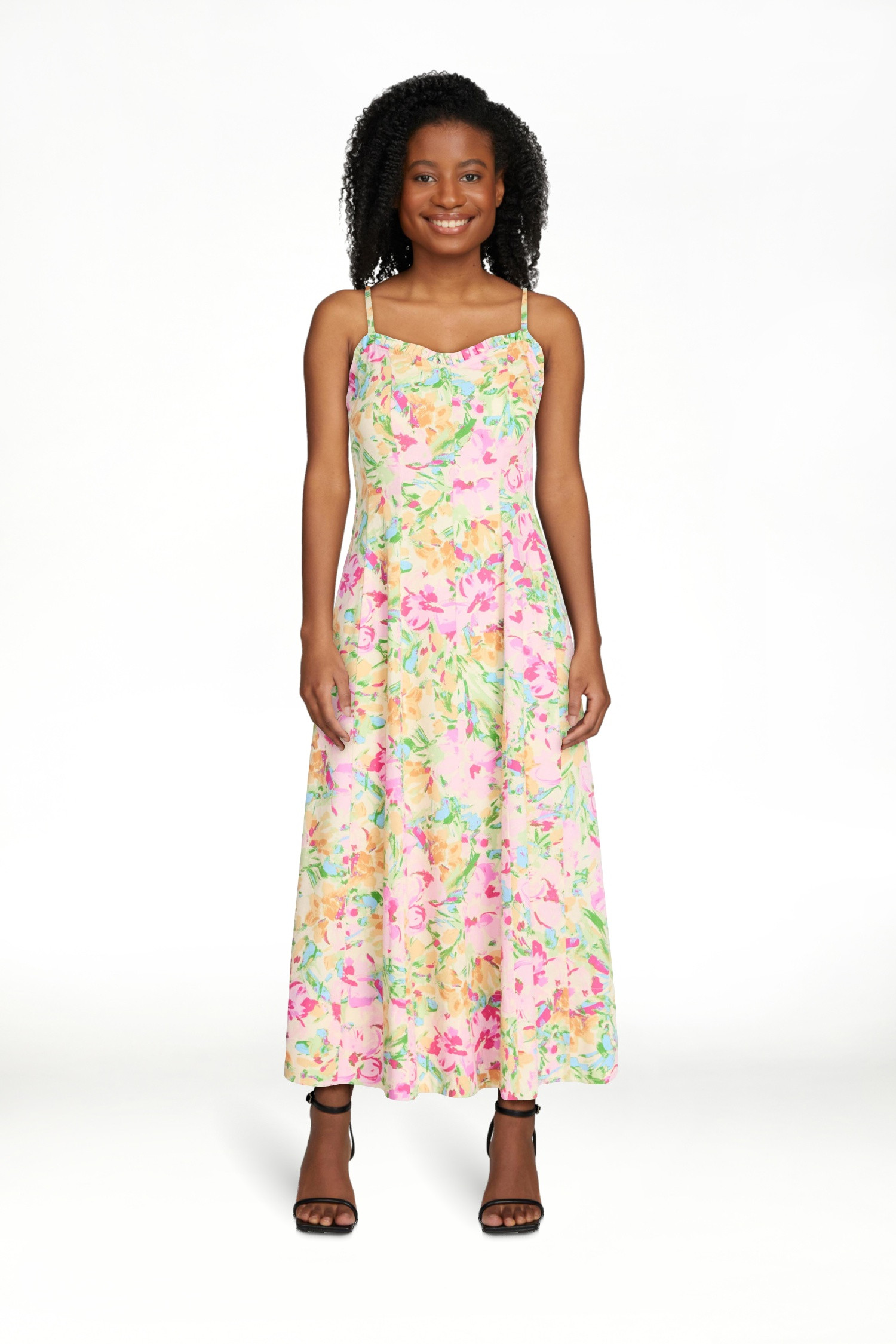 Free Assembly Women's Cotton Panel Midi Dress with Sweetheart Neckline, Sizes XS-XXL | Walmart (US)