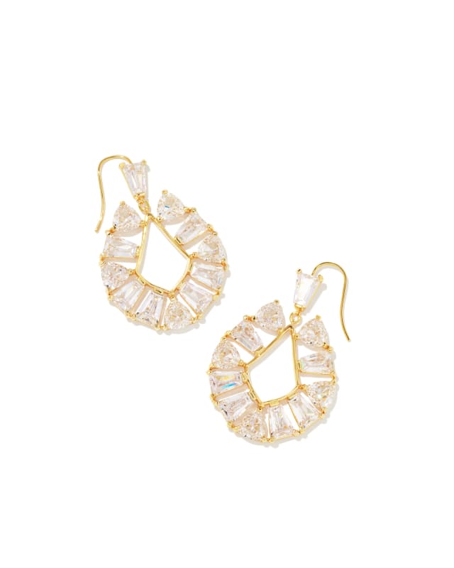 Blair Gold Jewel Open Frame Earrings in White Crystal | Kendra Scott