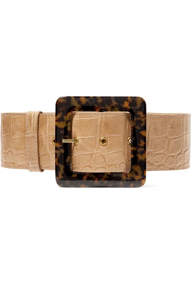 STAUD - Croc-effect Leather Waist Belt - Sand | NET-A-PORTER (US)
