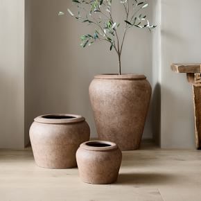 Colin King Washed Ficonstone Planters | West Elm (US)