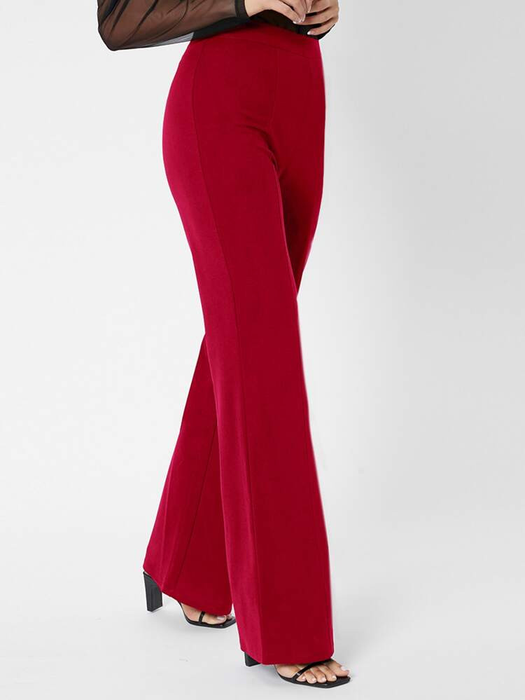 SHEIN Tall Zipper Back Solid Flare Leg Pants | SHEIN
