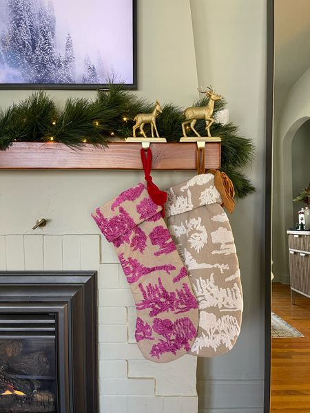 Holiday mantle decor, stocking holders, chic Christmas stockings 

#LTKSeasonal #LTKHoliday #LTKunder50