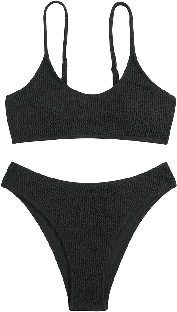 SOLY HUX Bikini Sets for Women Solid Textured Bikini Bathing Suits 2 Piece Swimsuit | Amazon (US)