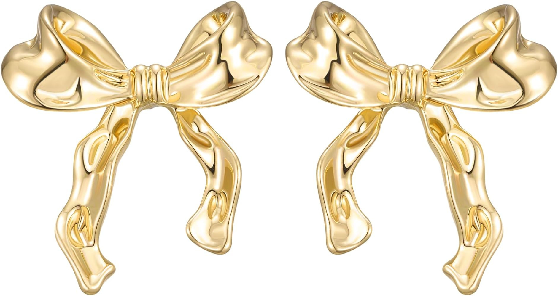 SWEETV Gold/Silver Bow Earrings for Women, 925 Sterling Silver Post Ribbon Knot Stud Earrings Dro... | Amazon (US)