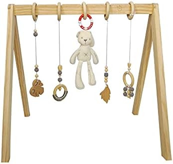 ECOADE Wooden Play Gym - Activity Gym for Baby with 4 Hanging Wooden Baby Toys and 1 Bunny Rattle... | Amazon (US)