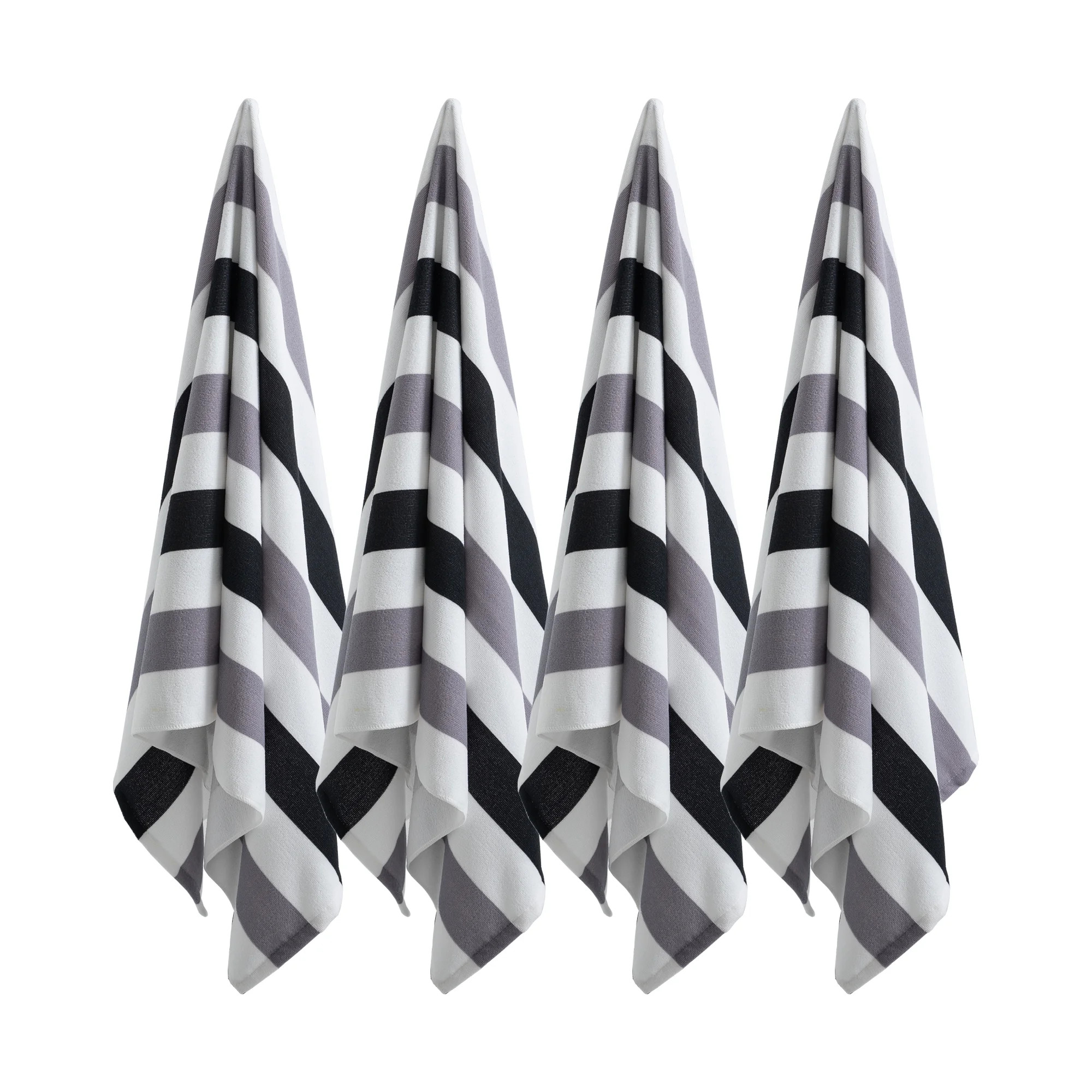 Jessy Home 4 Pack Large Oversized Beach Towels Set 30"*60" Cabana Stripe Pool Towel Gray Black Be... | Walmart (US)