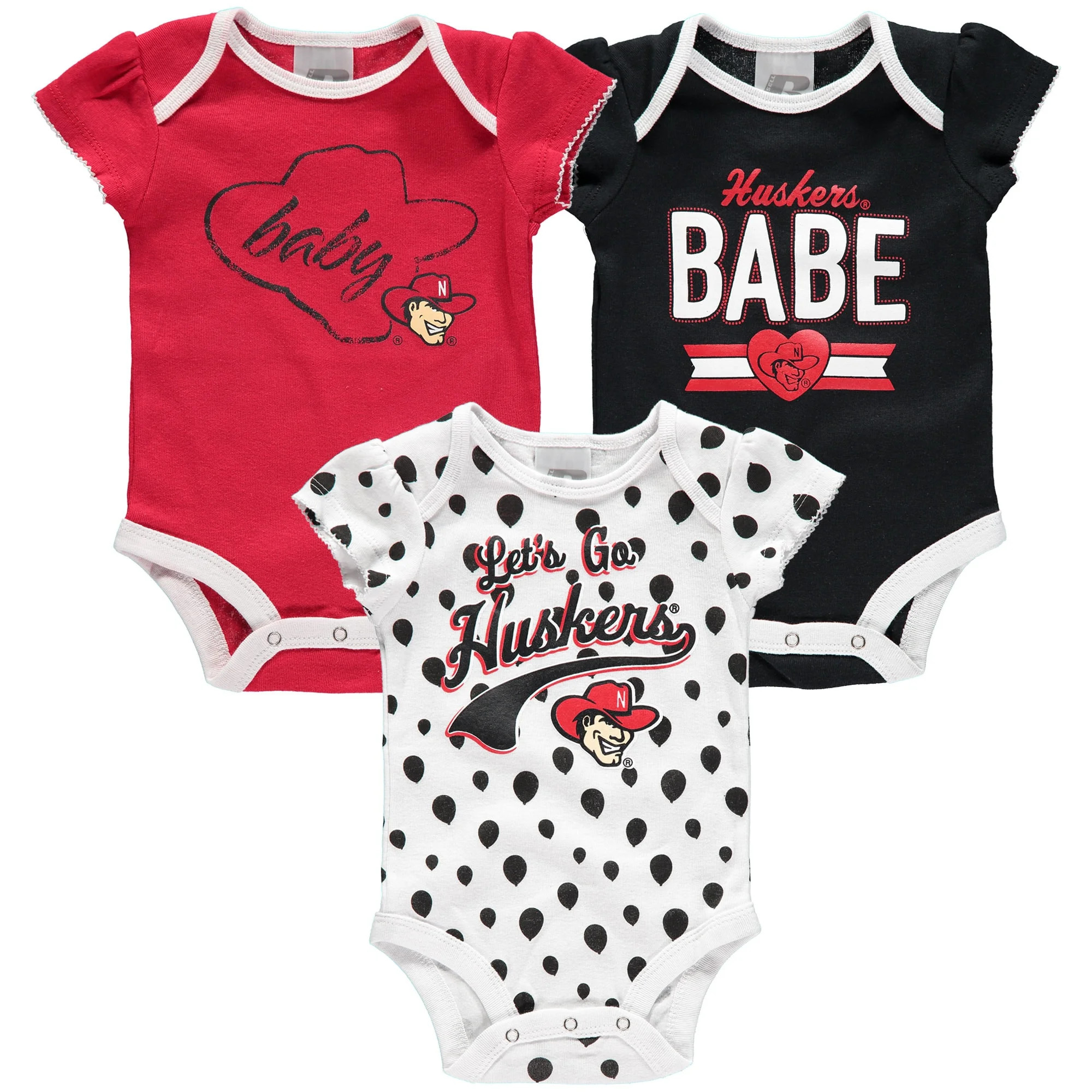 Girls Newborn & Infant Russell Athletic Scarlet Nebraska Huskers Three-Pack Bodysuit Set - Walmar... | Walmart (US)