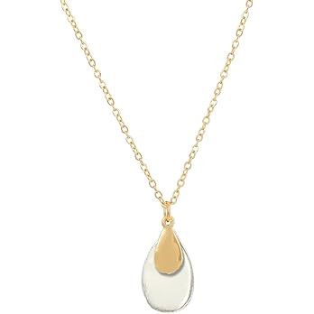 Jojomina Mixed Metal Necklace Gold and Silver Two Tone Jewelry for Women Dainty Teardrop Pendant ... | Amazon (US)