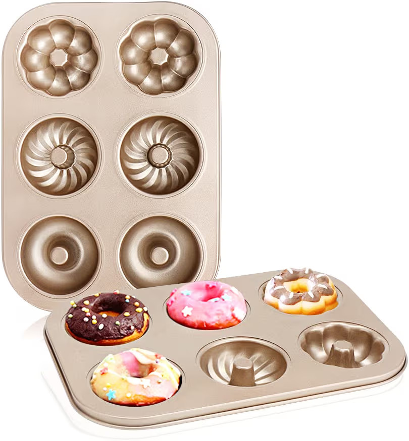 Beasea Donut Molds for Baking 6-Cavity, 2 Count Mini Small Doughnut Baking Pan Nonstick Bagel Car... | Amazon (US)