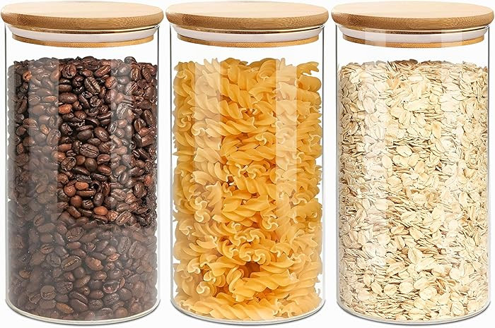 1.5 Qt Round Glass Storage Containers with Lids, Clear Food Storage Container Jar with Sealing Ba... | Amazon (US)