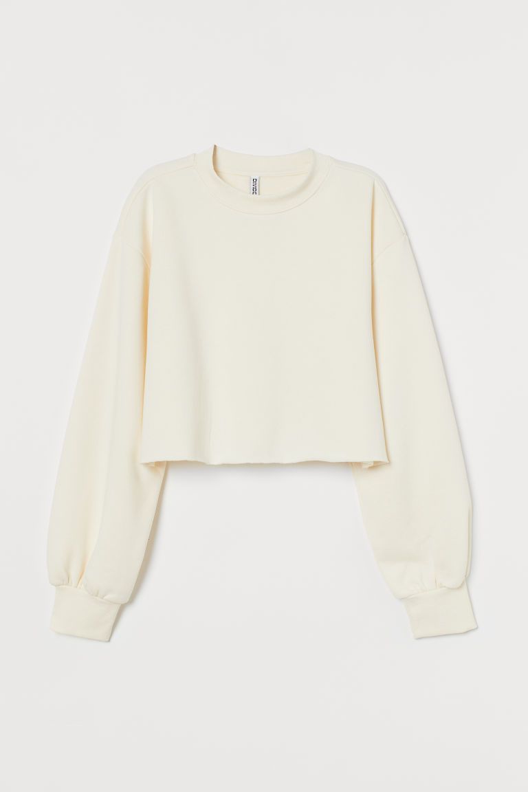 H & M - Cropped Sweatshirt - White | H&M (US + CA)
