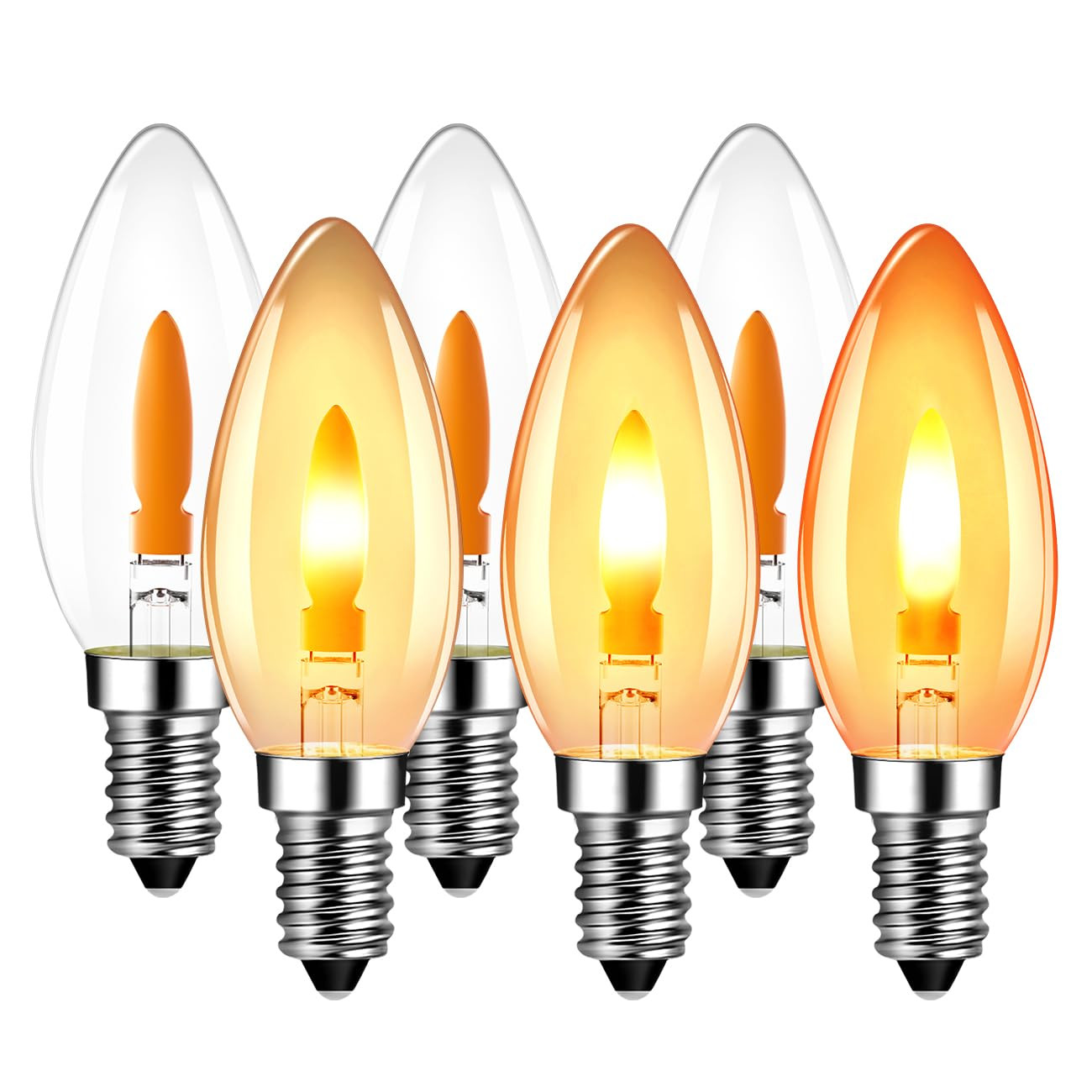 ANWIO Flicker Flame Light Bulb 1W=3W, NonDimmable Flame Tip 1800K Warm Light Orange Glow Bulbs Cr... | Amazon (US)