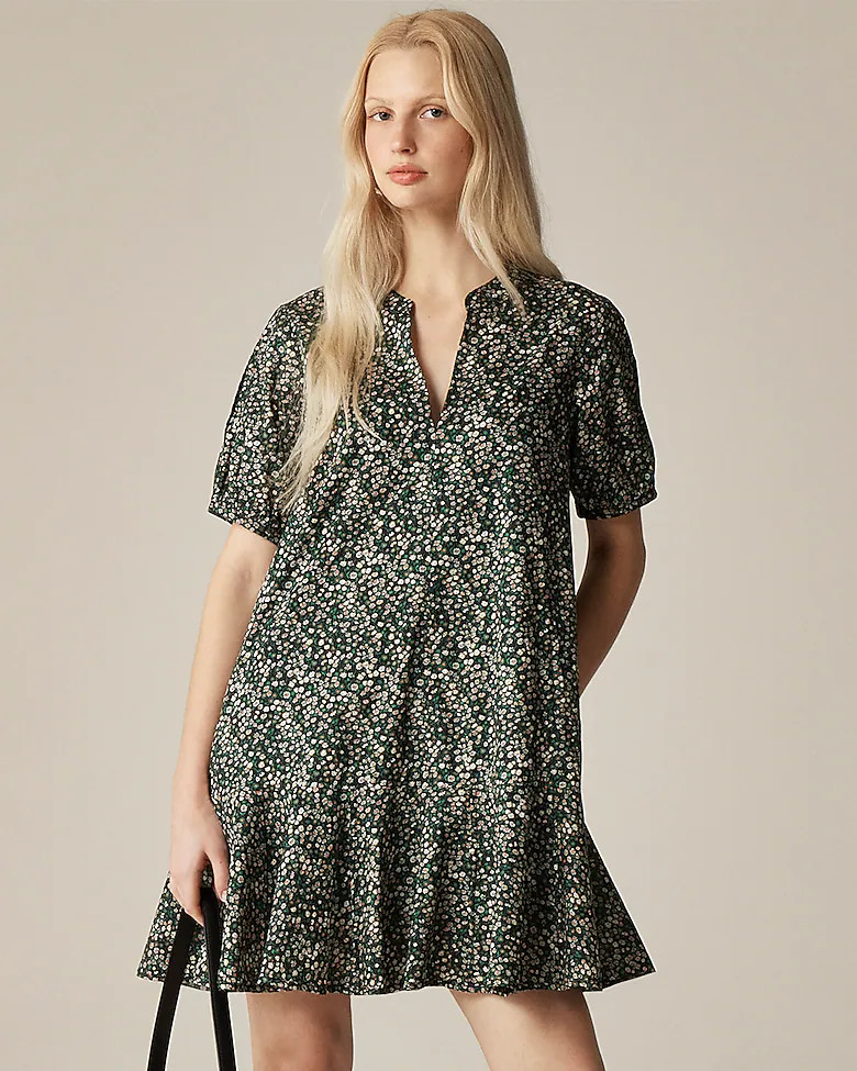 Petite split-neck ruffle-hem dress in Liberty® Marguerite fabric | J. Crew US