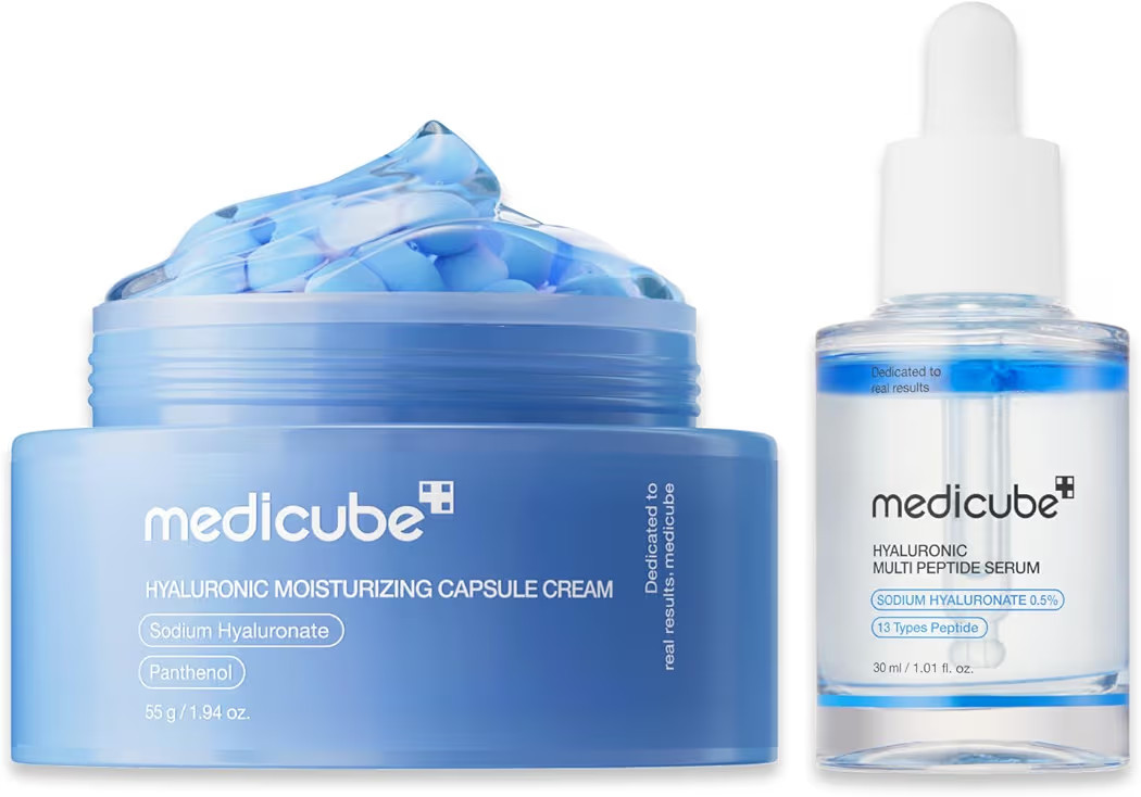 medicube Hyaluronic Moisture Boosting Duo: Hyaluronic Acid Capsule Cream and Hyaluronic Serum Set... | Amazon (US)
