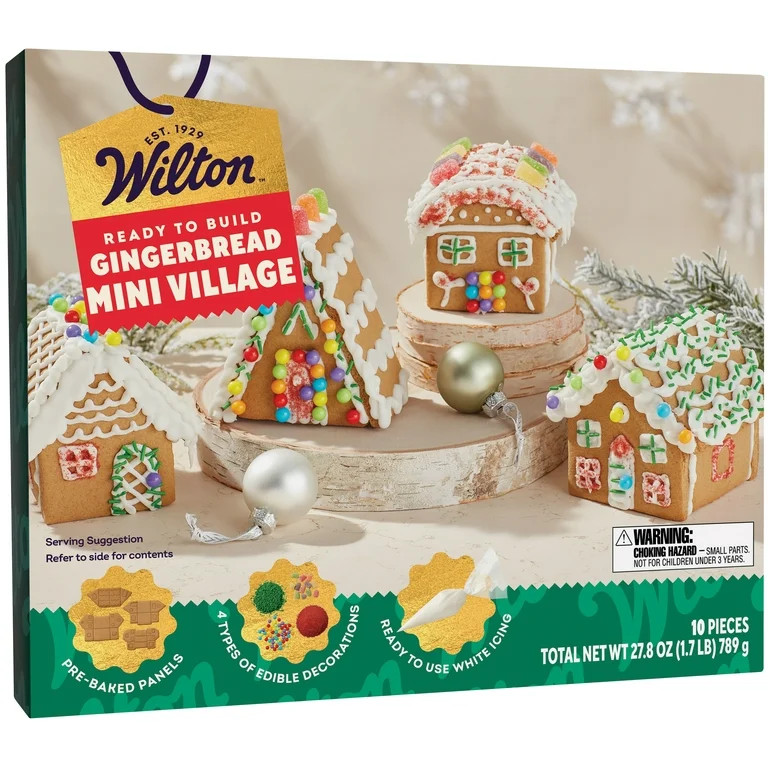 Wilton Christmas Gingerbread Mini Village Kit, Gingerbread Flavor, Shelf-Stable, 10-Pieces, 27.8 ... | Walmart (US)