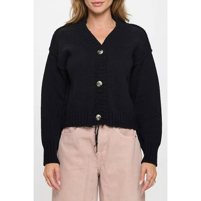 Women's Thick Knit Long Sleeve Cardigan with Buttons - reneec. S | Target