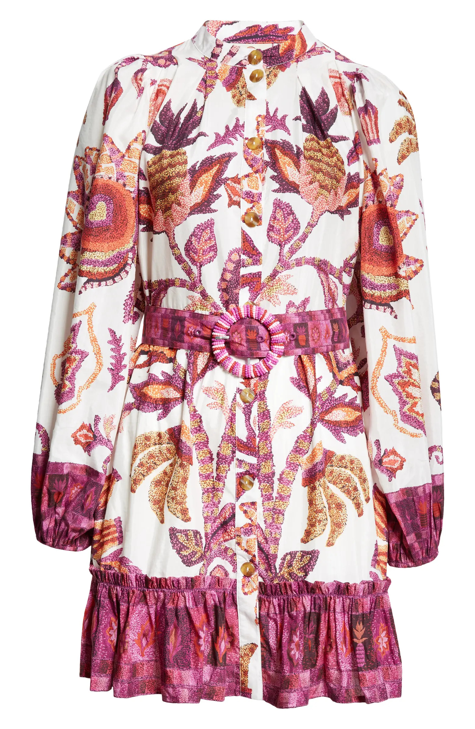 Sunset Tapestry Long Sleeve Belted Shirtdress | Nordstrom