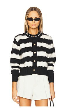 Line & Dot Sofi Cardigan in Black & Ivory from Revolve.com | Revolve Clothing (Global)
