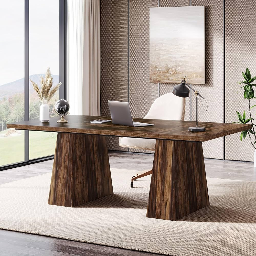 Tribesigns 63-Inch Executive Desk, Large Office Computer Desk with Double Pedestal, Modern Simple... | Amazon (US)
