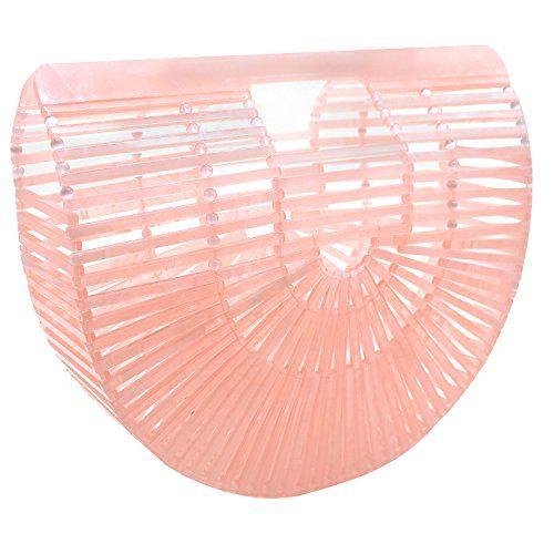 Beauty YaYa Womens Ark Bamboo/Acrylic Clutch Handbag Large Tote Bag Beach Bag (Acrylic Pink) | Amazon (US)