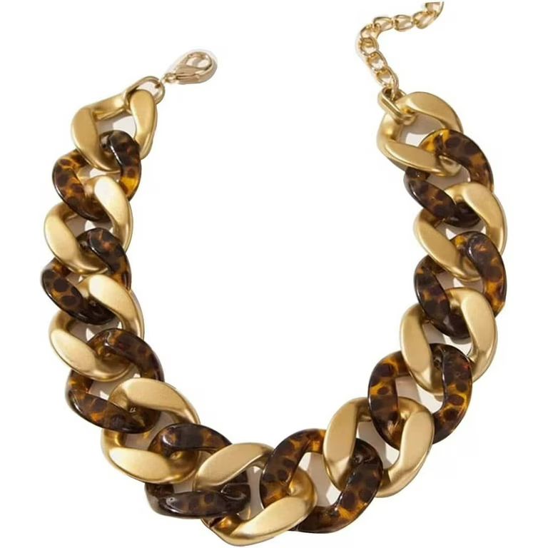 Statement Chunky Chain Link Choker Necklace for Women - Trendy Tribal Ethnic Style Jewelry | Walmart (US)