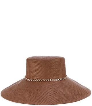 Chain Detail Wide Brim Straw Sun Hat | Dillard's