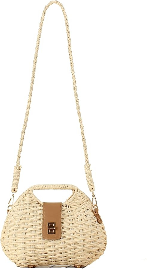 Straw Clutch Purses for Women Rattan Woven Beach Handbag Summer Purse with Detachable Strap Baske... | Amazon (US)