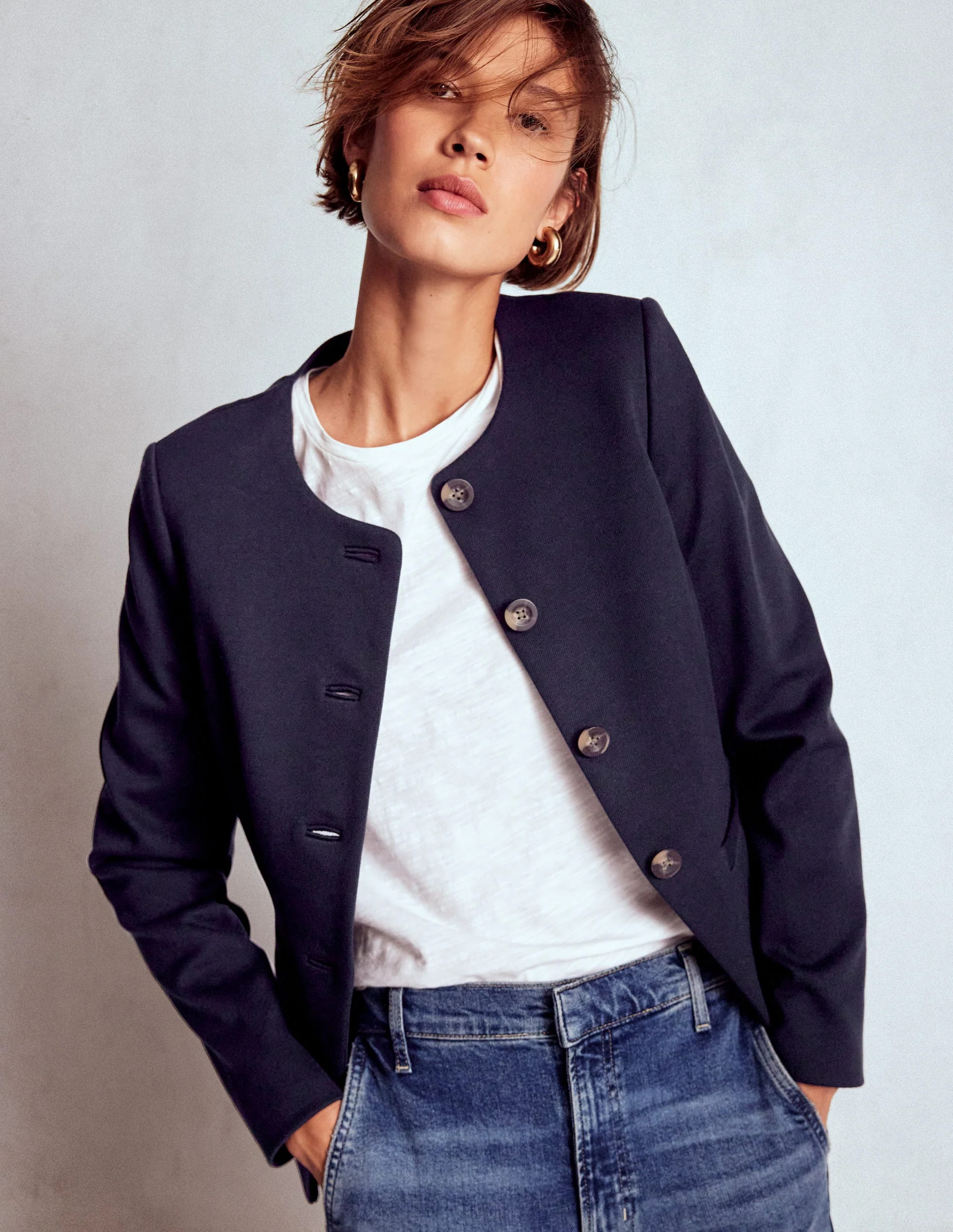 Hampstead Ponte Twill Blazer-Navy | Boden (US)