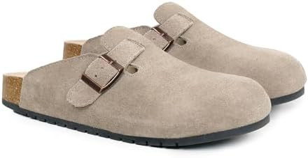 Women's Men's Suede Clogs Leather Mules Cork Footbed Sandals Comfort Potato Shoes with Arch Suppo... | Amazon (US)