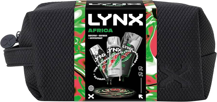 Lynx Africa Washbag Gift Set with a body wash, body spray & anti-perspirant perfect for any occas... | Amazon (UK)