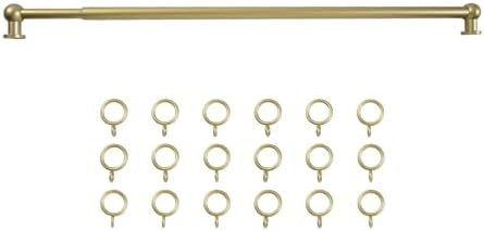 TWOPAGES 28-48" Gold Cafe Curtain Rod with Rings for Kitchen Window | Amazon (US)