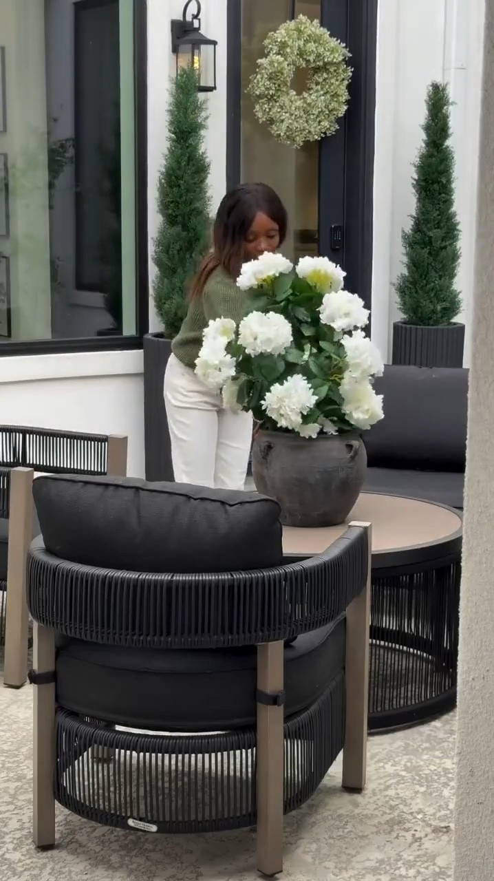 For this outdoor curation with the most gorgeous finds ☺️… 

Pro Tip to keep your artificial trees standing…. Add sand around them in the planter 😜🫶🏽

#LTKHome #LTKSaleAlert