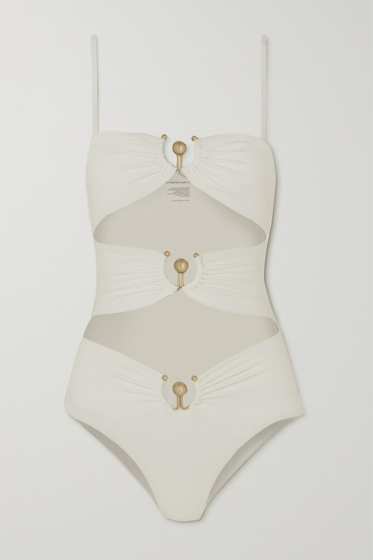 Christopher Esber - Embellished Cutout Swimsuit - White | NET-A-PORTER (UK & EU)