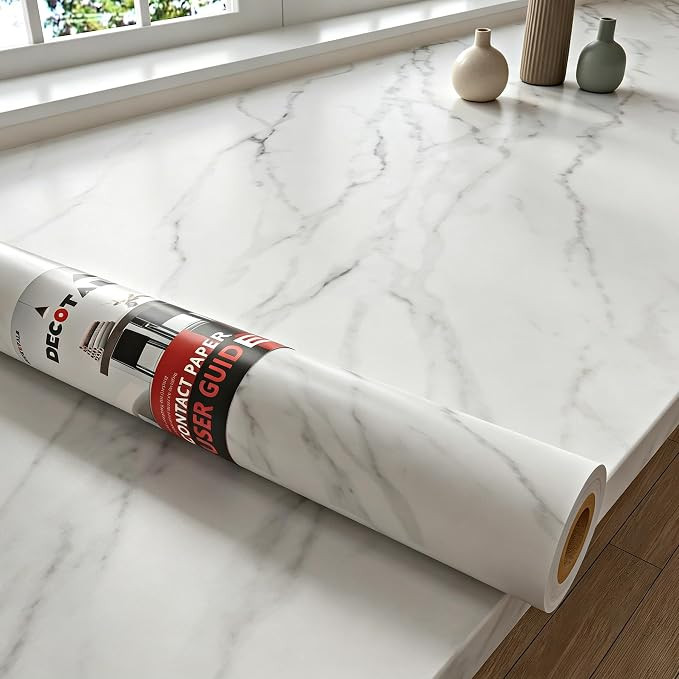 30"x200" Contact Paper Marble Contact Paper for Countertops Waterproof White Marble Wallpaper Mat... | Amazon (US)