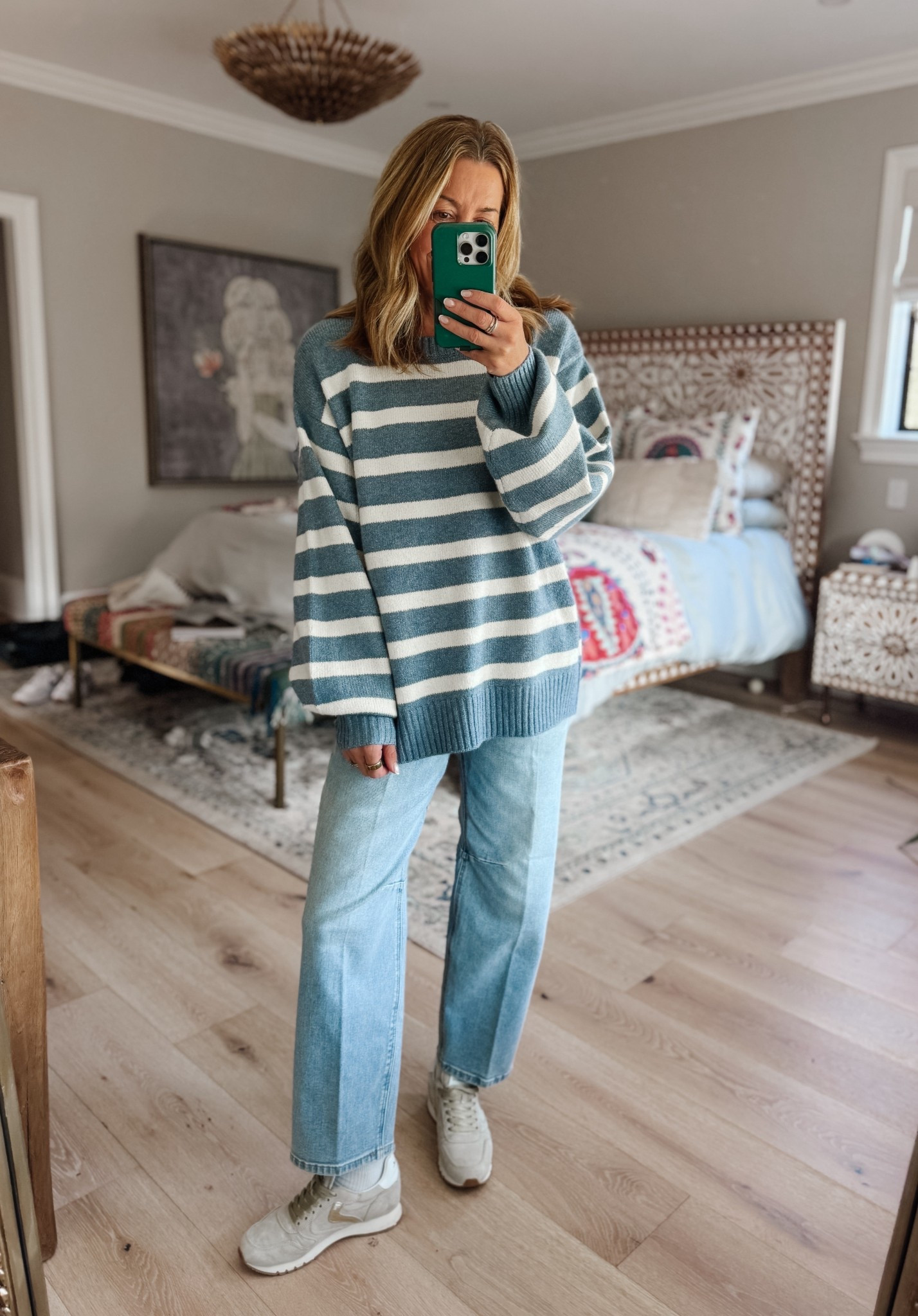 Casual everyday look! Oversized striped sweater for cozy season from Social Threads!