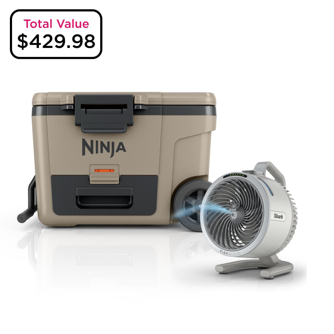 Ninja FrostVault™ 45qt Wheeled Cooler & Shark™ FlexBreeze™ Portable Fan Bundle (Birch Beige) | FB245CSF | Ninja Kitchen