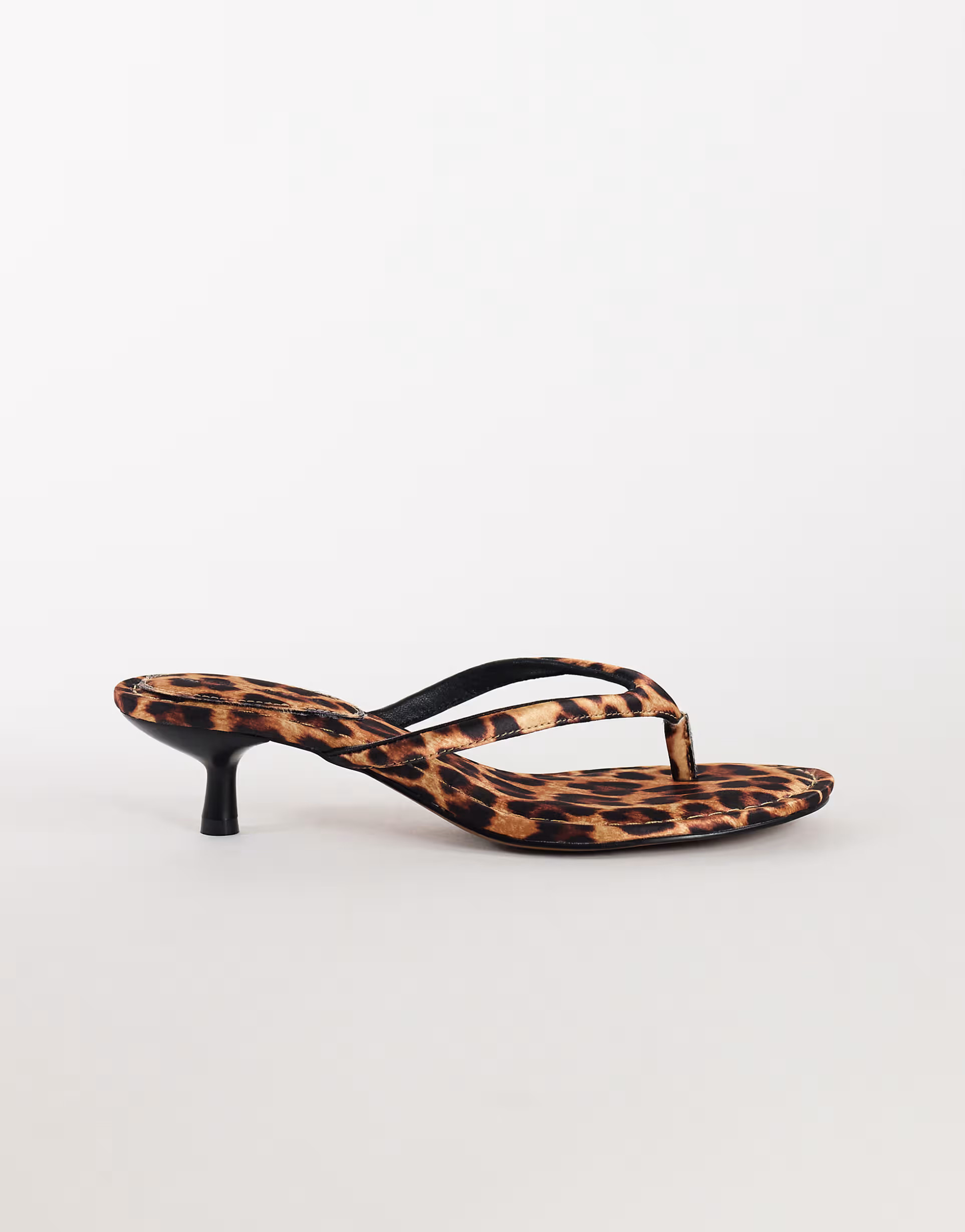 Topshop Axel toe thong mid heel sandal in leopard print satin | ASOS (Global)