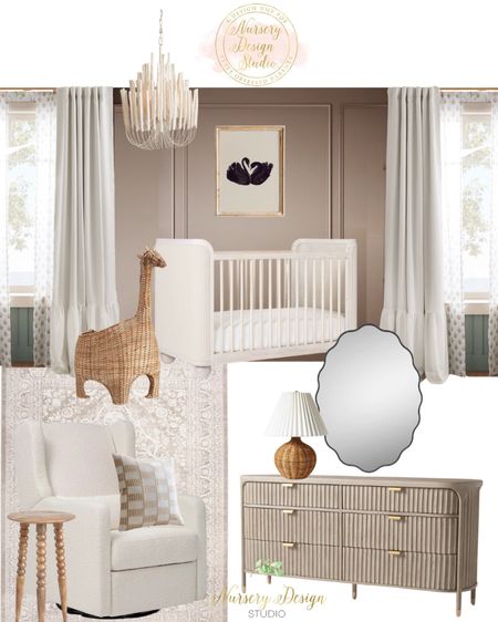 Sophisticated baby nursery, neutral curtains, neutral rug, nursery mirror, chandelier 

#LTKHome #LTKStyleTip #LTKBump