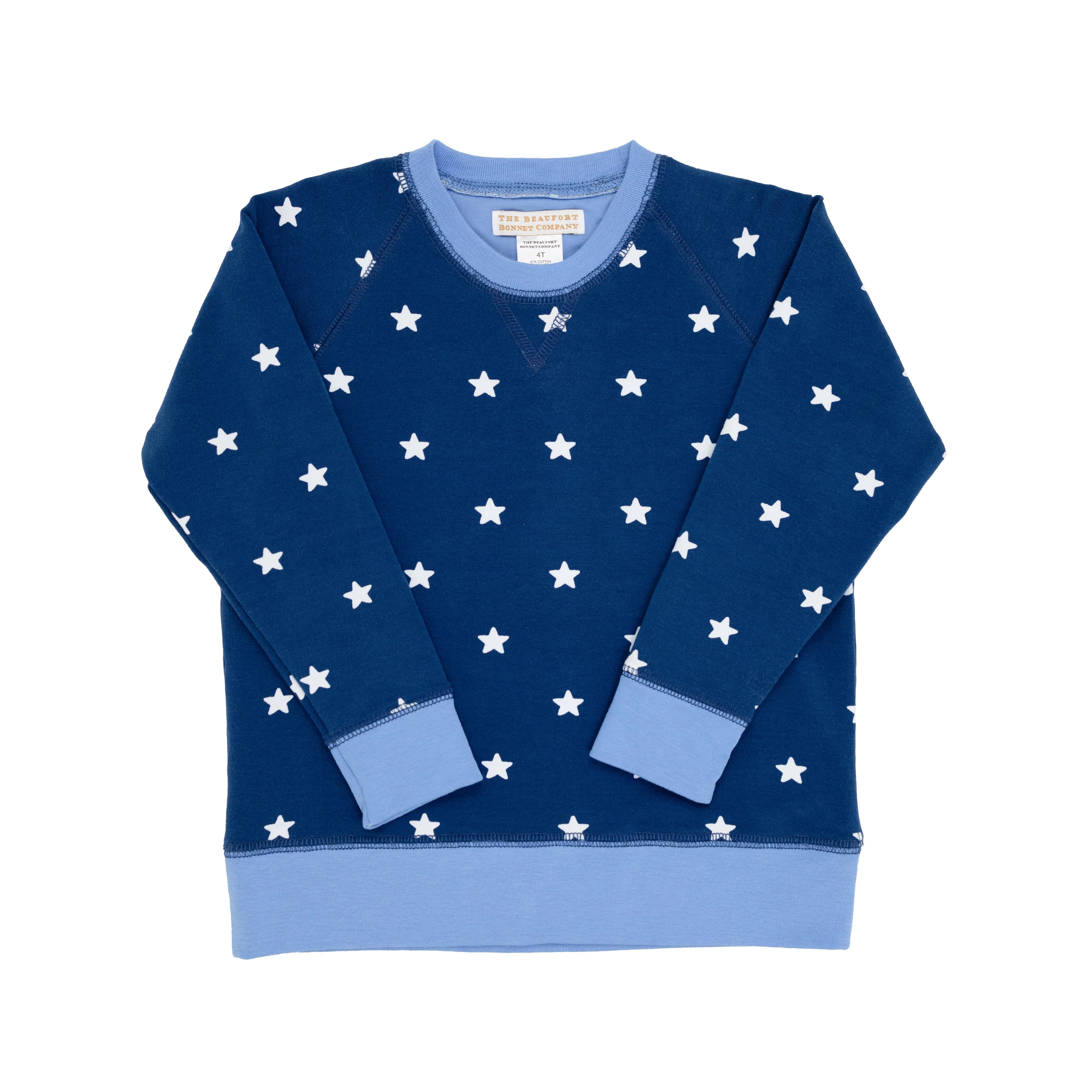 Cassidy Comfy Crewneck (Unisex) - Twinkle Twinkle You're A Star with Barbados Blue | The Beaufort Bonnet Company