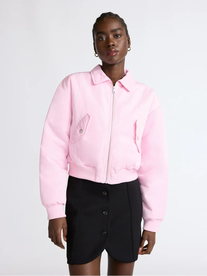 Scoop Limited Edition Women's Cropped Bomber Jacket, Midweight, Sizes XS-XXL | Walmart (US)