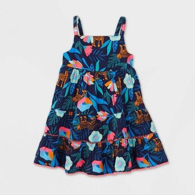 Toddler Girls' Woven Floral Dress - Cat & Jack™ Navy | Target